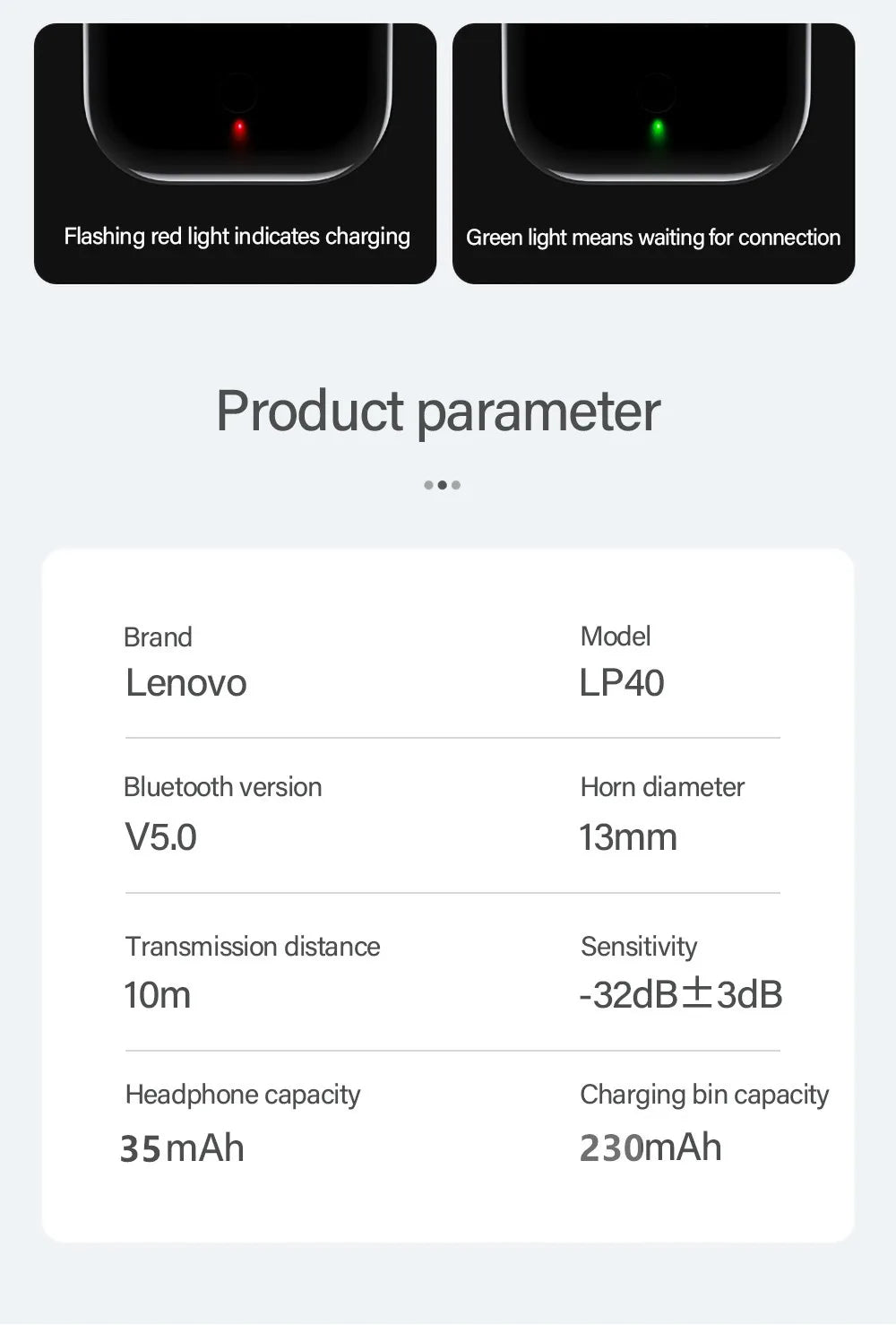 Lenovo LP 40 Bluetooth Oordopjes - Wireless Earphones