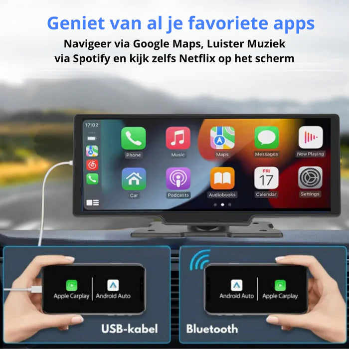 Universele Apple CarPlay & Android Auto - 10.26 Inch AutoScherm